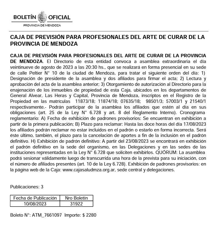 La Caja de la Salud Mendoza fue autorizada por sus afiliados para vender propiedades